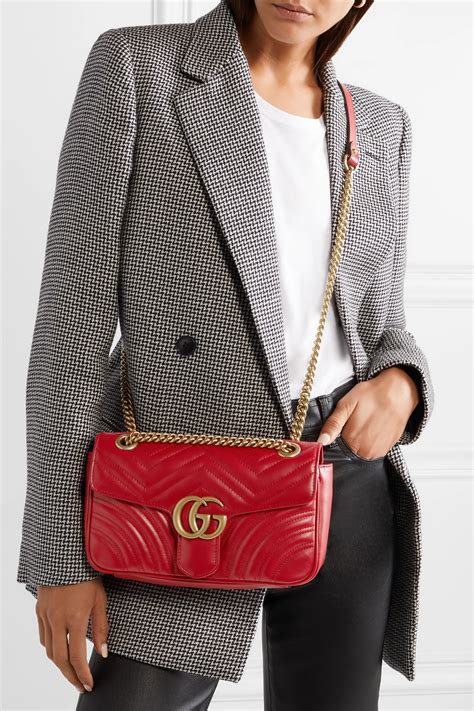 gucci marmont red shoulder bag|Gucci Marmont bag small size.